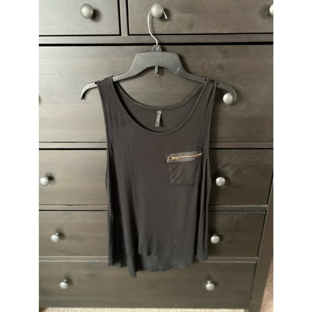 Black Tank Top with Zippered Pocket